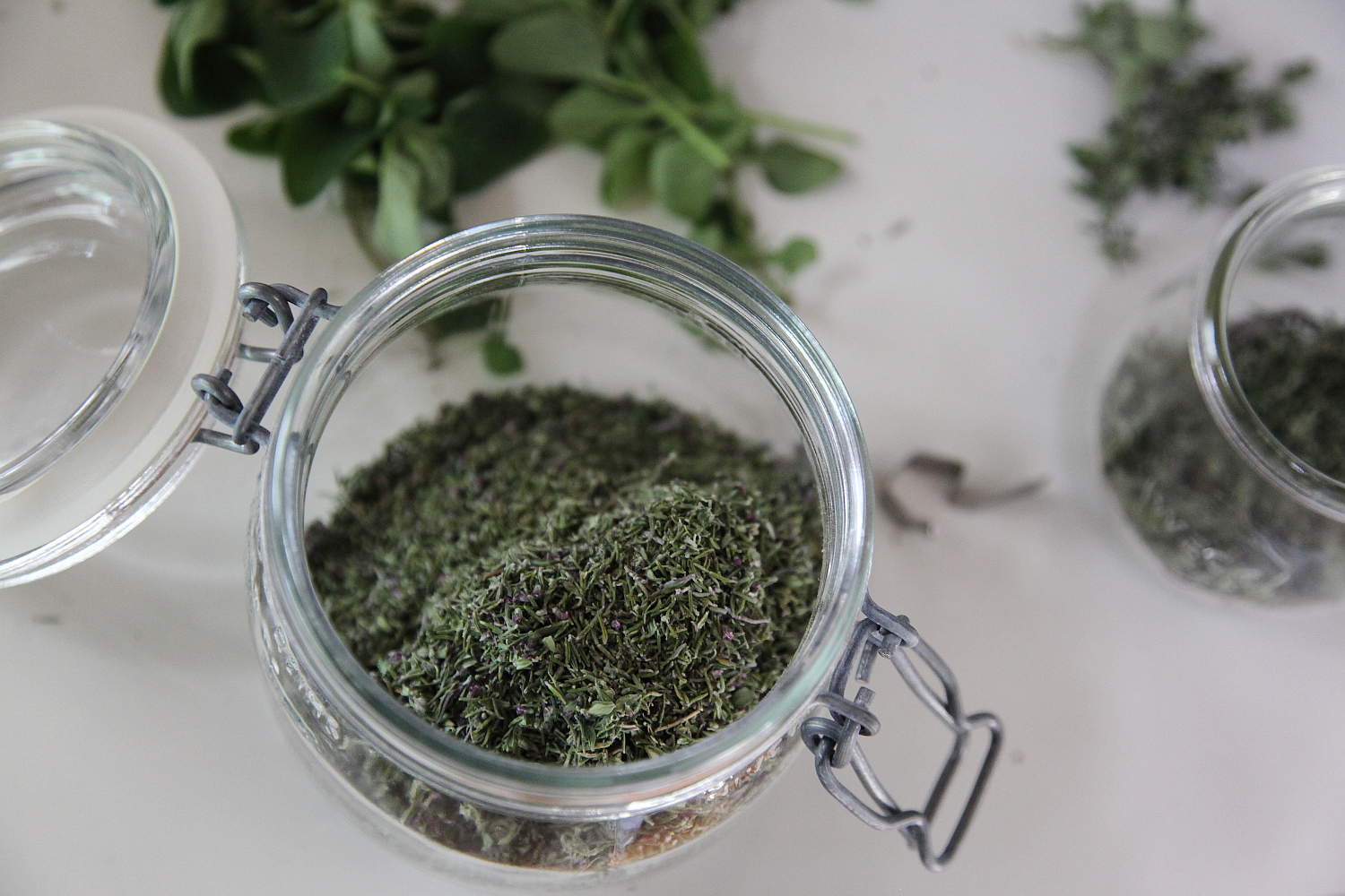 Storing dried thyme, May 12
