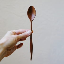 Hand Carved Cherry Tasting Spoon .